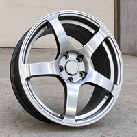 Jantes de voiture de tourisme haute performance 17x7.5 5x108 ET38 Hyper Silver entièrement usinées à 5 branches, jantes sport compactes
