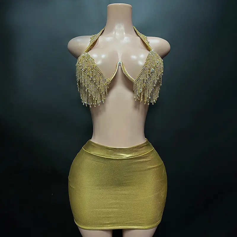 Novance Y3003 2024 Hot Selling Product Sexy Mini backless Best Hot Bikini Set Swimsuit Gold Yellow Dress for Women Plus Size
