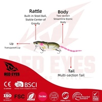 Leurre crayon articulé Red Eyes Mouse Minnow 80mm 15.3g pour lancer longue distance, pour achigan, topmouth, culter, snakehead - Vente en gros