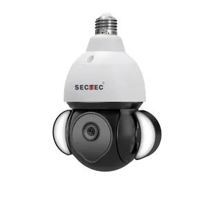 Sectec高清智能家居5MP灯泡摄像头Ip无线Wifi智能闭路电视灯座全景安全灯泡摄像头