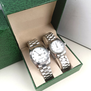 High-end Couple-themed Calendar Waterproof <strong>Watch</strong> with Diamond Inlays Perfect Dual <strong>Watch</strong> <strong>Set</strong> for Couples - Product Image 2