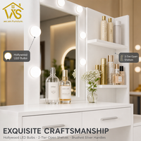 Coiffeuse moderne en bois avec miroir LED réglable, rangement et tabouret – Idéale pour chambre et salle de bain d'hôtel