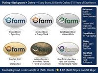 Großhandel Agri Brand Glitzer-Sand-Abzeichen, vergoldetes ovales E-Farm-Logo, Farm Tech Werbe- und Gedenk-Reversnadel