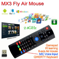 Nuevo Control Remoto Inalámbrico 2.4G MX3 Fly Air Mouse con Mini Teclado USB y Aprendizaje RF, Giroscopio de 3 Ejes para Android TV Box y PC