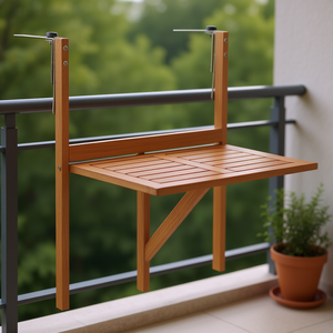 Mesa Colgante de Madera de Acacia Sólida para Balcón, 51.1x35.4x28.3, Muebles de Exterior, Diseño Minimalista Plegable - Product Image 2