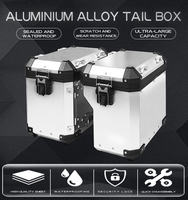 Coffre de moto 48L en alliage d'aluminium, coffre de rangement pour moto, peut être équipé d'un support de fixation d'origine pour 750, 850, 1250