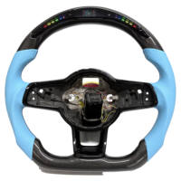 Volant en cuir semi-perforé avec bouton de démarrage, en fibre de carbone et LED pour VW Volkswagen Golf R 6 7 7.5 8 MK8 MK7 8R Gti Gtd