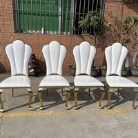 Chaises de salle à manger en acier inoxydable, chaises de banquet d'hôtel plaquées or, empilables, chaises rembourrées pour mariage et club