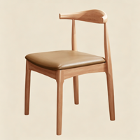 Chaise de salle à manger contemporaine en bois massif avec coussin de siège en cuir - Chaises de salle à manger écologiques et imperméables pour hôtels et restaurants