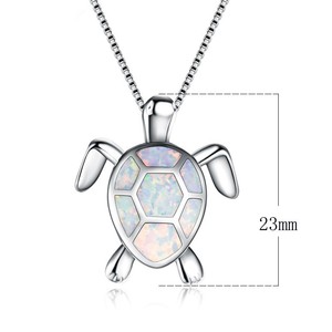 Europese En Amerikaanse Mode Opaal Schildpad Hanger Ketting Met Blauw Kristal Trendy Messing Sieraden Voor Vrouwen