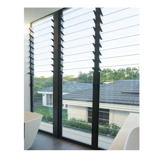 Perfil de aluminio de estilo moderno, persiana de vidrio ajustable personalizada para ventana