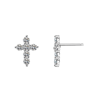 Hot Sale 925 Sterling <b>Silver</b> Cross <b>Stud</b> Earrings Moissanite Jewelry for Gift - Product Image 1