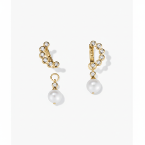 ต่างหูห่วงประดับมุกและอัญมณีเรมี่ สไตล์ศาสนาทันสมัย ชุบทอง 14K 18K และโรสโกลด์ พร้อมต่างหูแบบติดหู - Product Image 1