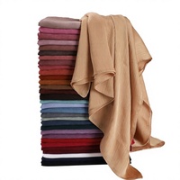Nouvelle Écharpe Longue en Laine Monochrome Effet Froissé Naturel 2023, Crêpe, Couleur Unie, Accessoire Polyvalent, Hijab Adulte A34