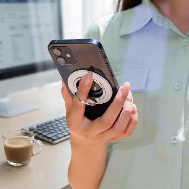 Ultra Thin Magnetic Phone Ring Holder Double-Sided Strong Suction 360 Degree Rotating Aluminum Stand Finger Loop Grip Bracket
