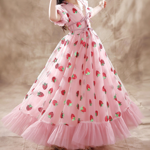 Nouvelle Robe d'Anniversaire Personnalisable Fille Rose à Paillettes Fraise en Tulle pour Enfants - Product Image 3