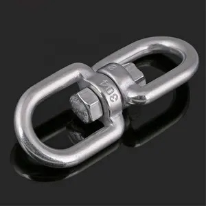 Konektor Kait Rantai M4-M20 Tugas Berat 1 Buah Cincin Putar Mata Ke Mata 304 Stainless Steel Ujung Ganda Snap Mata Putar