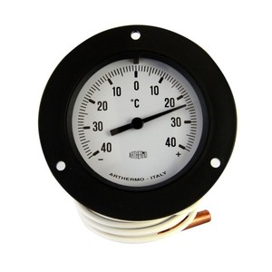 Thermomètre F87R avec cadran recouvert de PVC, corps noir de 80 mm, capillaire, plage de température -40+40°C, équipement de réfrigération de laboratoire blanc - Product Image 1