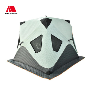 Fabricants vente en gros deux portes quatre fenêtres convenant à 3-4 personnes extérieur hiver chaud pêche sauna poêle cheminée tente - Product Image 1