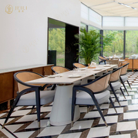 Nouvelle conception de tables de café en marbre pour hôtel et restaurant nordique, sièges de restaurant, table et chaise en bois durables, ensemble de meubles pour hôtel