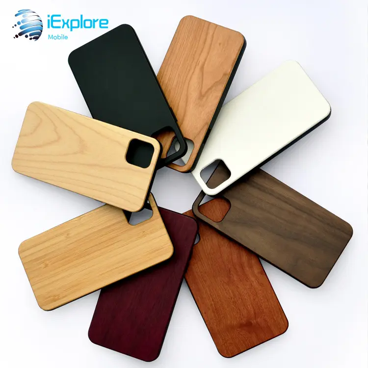 iExplore manufacturer environmental biodegradable natural bamboo wood with TPU phone case OEM ODM design for iPhone 13 Pro Max