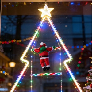 Adorno de Papá Noel subiendo por una escalera, decoración navideña, decoración de escenas, juguete creativo nuevo - Product Image 4