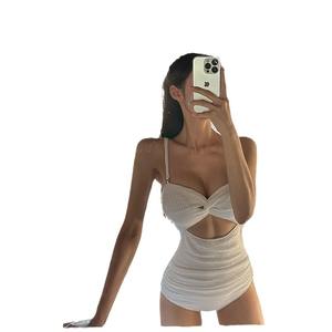 Vankfound ชุดว่ายน้ำวันพีชเอวสูงสำหรับผู้หญิง2024เกาหลีใต้ชุดว่ายน้ำวันพีชสายไขว้เซ็กซี่หน้าอกเล็กการรวบรวมของประเทศไทย - Product Image 5