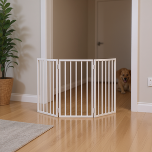 Juego de 3 puertas rectangulares para perros de madera de álamo maciza blanca, estilo moderno para interiores. - Product Image 2