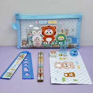 K-pop Thợ Săn Quỷ sáng tạo A6 văn phòng phẩm đặt hộp bút chì lưới học sinh với bút chì tích hợp, cục tẩy và thước kẻ gấp - Product Image 5