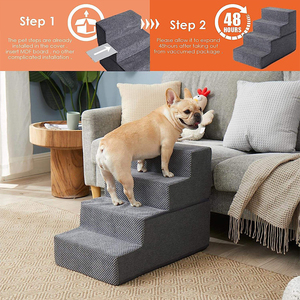 SUREWALHOME Plush Cover <strong>Pet</strong> Stair for Sofa Easy Install <strong>Pet</strong> Stairs for Dog and Cat Steps with Washable and Zippered for <strong>Bed</strong> - Product Image 6