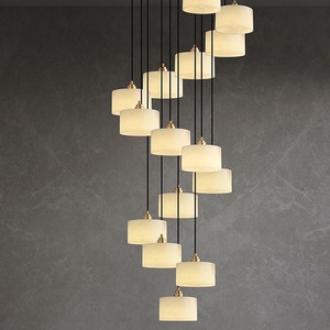 Spanish Marble Pendant <b>Light</b> Multi Head Led Chandelier For Villa Staircase And Lobby Luxury Copper Design - Product Image 4
