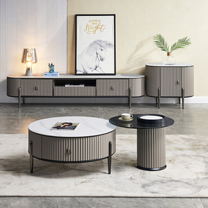 Meuble mural de luxe design italien en forme de plaque de roche pour téléviseur, <span class=keywords><strong>pied</strong></span> <span class=keywords><strong>haut</strong></span>, support <span class=keywords><strong>TV</strong></span> et table centrale, meuble en pierre de levage pour le salon - Product Image 1