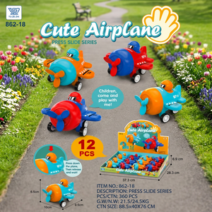 Cute Airplane Friction Toy <b>Plastic</b> Press <b>Slide</b> Plane Toy for Kids Counter Display - Product Image 1