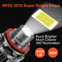 Lampu Kabut LED Otomatis Proyektor Lensa Laser H7 H11 H8 H9 9005 HB3 9006 HB4 30W 1500LM Putih 6000K Lampu Depan LED Lampu Kabut Mengemudi