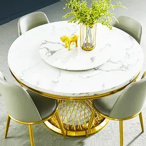 Ensemble table à manger et chaises luxe moderne pour restaurant maison Table à manger Table à manger ronde en verre et métal