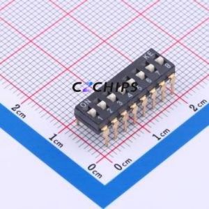 DSIC08LHGET DIP Switch Switch Flat Toggle, Raised Type Single Pole Single Throw 8 PC Pin - Product Image 1