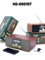 Radio Clásica Antigua NS-6681BT de Madera de Nogal con Reproductor de FM Rotatorio, Ranura para Tarjeta USB/TF/AUX, Altavoces Bluetooth Retro de Madera