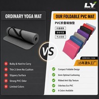 Esterilla de Yoga Plegable Portátil para Viajes, 173x61cm, Ligera, de PVC Antideslizante, para Ejercicio en Casa, Gimnasio y Aire Libre