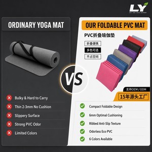 Esterilla de <span class=keywords><strong>Yoga</strong></span> Plegable Portátil para Viajes, 173x61cm, Ligera, de PVC Antideslizante, para Ejercicio en Casa, Gimnasio y Aire Libre - Product Image 5