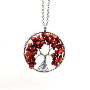 Collane di gioielli con cristalli turchesi di quarzo rosa con 7 Chakra in pietra arcobaleno classico filo naturale avvolto con ciondolo ad albero - Product Image 5