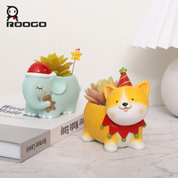 Vente en gros de pots de fleurs mignons sur le thème de Noël, animaux de Noël (Père Noël, renne, pingouin), pour la maison, le bureau, la décoration de plantes succulentes, cadeau adorable