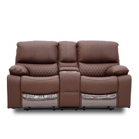 Ensemble de canapés inclinables sectionnels manuels en cuir moderne Geeksofa 3 2 1 avec console pour salon