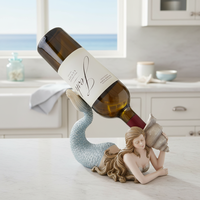 Support de Bouteille de Vin Sirène en Résine, Personnalisé OEM, Décoration de Bar Thème Océanique Coquillage, Fabrication Artisanale en Polyrésine pour la Maison et la Plage