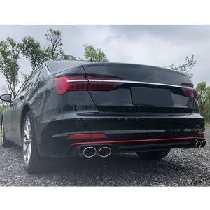 Nero con diffusore posteriore bordo rosso con tubi di scarico per Audi A6 C8 2019-2022 aggiornamento <span class=keywords><strong>S6</strong></span> tipo auto diffuso paraurti posteriore labbro - Product Image 4