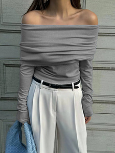 Nuovo Elegante Maglione da Donna <span class=keywords><strong>Monospalla</strong></span> a Manica Lunga, Casual Autunnale, 100% Poliestere Traspirante - Product Image 2