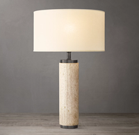 Lampe de table LED cylindrique moderne en marbre blanc et gris, finition laiton brossé, abat-jour en lin beige, lampe de chevet/bureau flexible E26