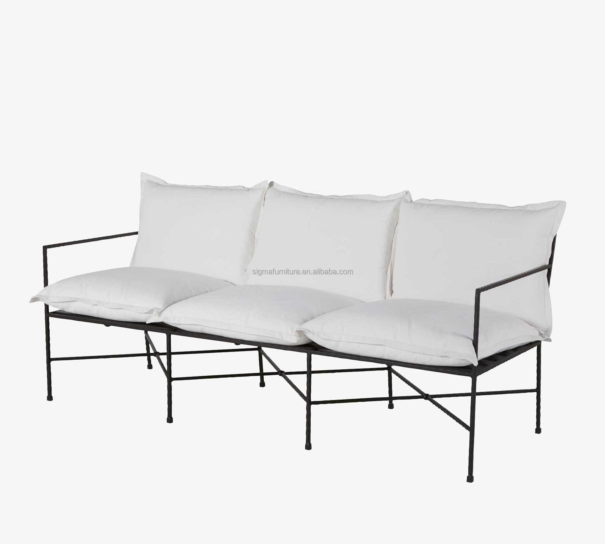 Low price customized aluminum patio 3 seat sofa metal lounge garden sofa chaise