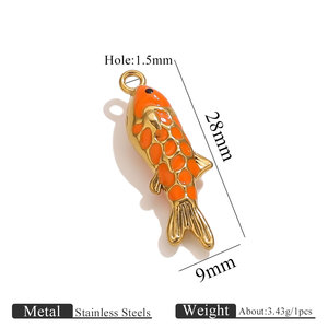 Breloques en émail en acier inoxydable en forme de poisson, pendentifs d'<span class=keywords><strong>été</strong></span> sur le thème de l'océan, breloques animaux aquatiques pour la fabrication de bracelets et colliers DIY - Product Image 5