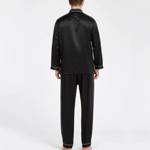 ชุดนอนผ้าไหมสำหรับผู้ชายชุดนอนแขนยาวมีกระดุมสองแถวแบบหรูหรา - Product Image 2