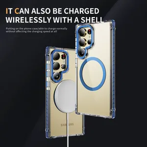 Оптовая продажа 3D противоударный прозрачный Магнитный чехол для телефона для Samsung Galaxy S24 Ultra